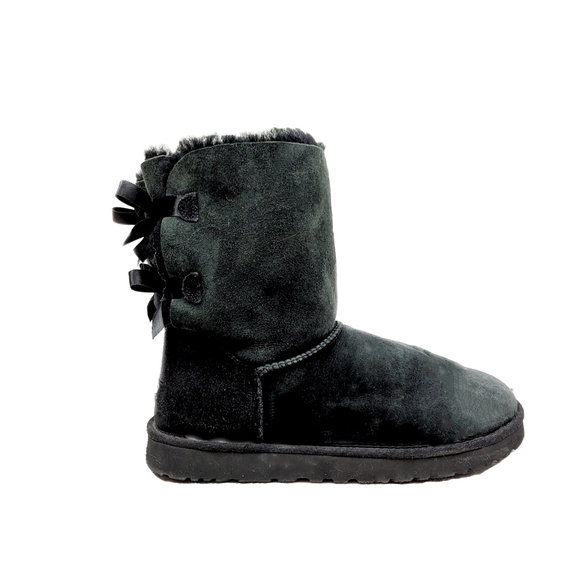 *SOLD*UGG - Black Suede Womens Size 11 Bailey Bow II Boots - Picture 4 of 13